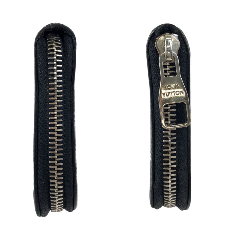Louis Vuitton Taiga Zippy Wallet Vertical Ardoise Black Silver Hardware Leather