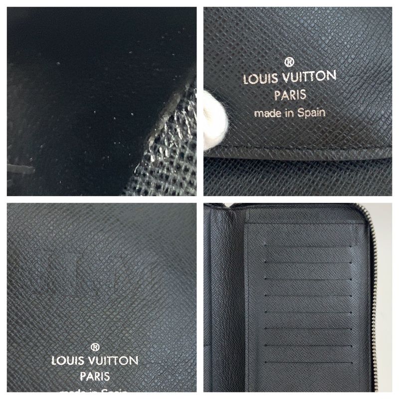 Louis Vuitton Taiga Zippy Wallet Vertical Ardoise Black Silver Hardware Leather