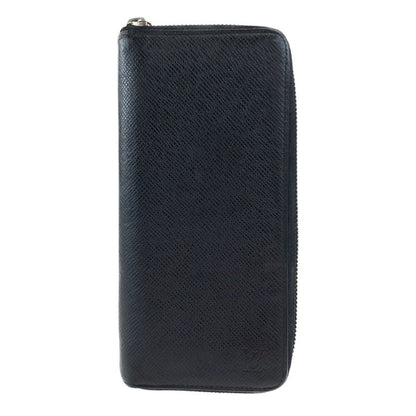 Louis Vuitton Taiga Zippy Wallet Vertical Ardoise Black Silver Hardware Leather