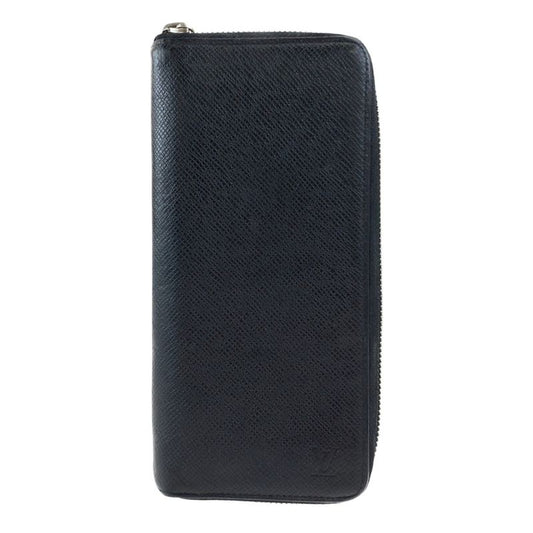 Louis Vuitton Taiga Zippy Wallet Vertical Ardoise Black Silver Hardware Leather