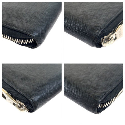 Louis Vuitton Taiga Zippy Wallet Vertical Ardoise Black Silver Hardware Leather