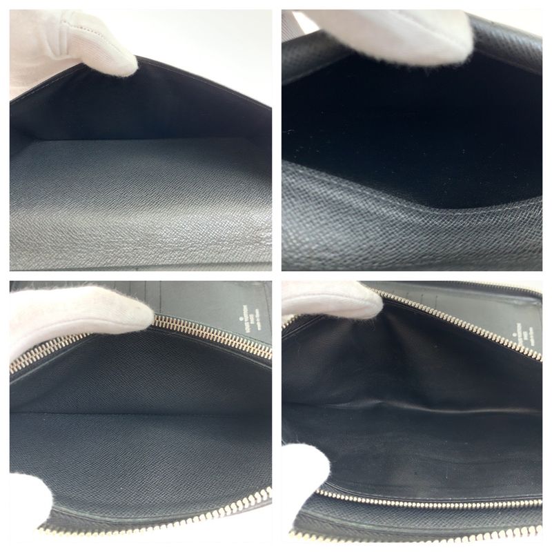 Louis Vuitton Taiga Zippy Wallet Vertical Ardoise Black Silver Hardware Leather