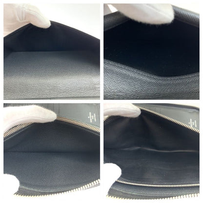 Louis Vuitton Taiga Zippy Wallet Vertical Ardoise Black Silver Hardware Leather