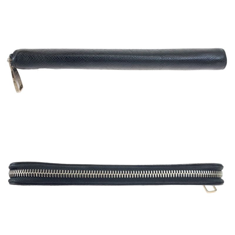 Louis Vuitton Taiga Zippy Wallet Vertical Ardoise Black Silver Hardware Leather
