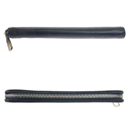 Louis Vuitton Taiga Zippy Wallet Vertical Ardoise Black Silver Hardware Leather