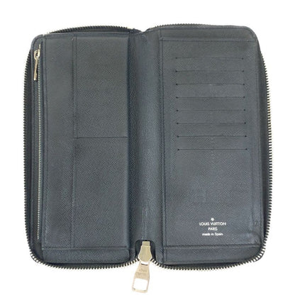 Louis Vuitton Taiga Zippy Wallet Vertical Ardoise Black Silver Hardware Leather