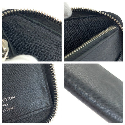 Louis Vuitton Taiga Zippy Wallet Vertical Ardoise Black Silver Hardware Leather