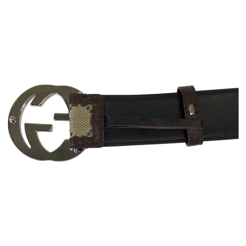 Gucci Interlocking 75cm (29.53in) 30" Unisex Brown Silver Hardware GG Canvas