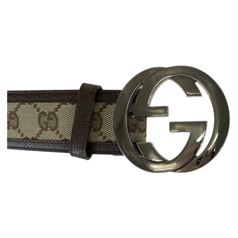 Gucci Interlocking 75cm (29.53in) 30" Unisex Brown Silver Hardware GG Canvas