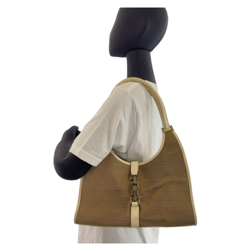 Gucci Jackie Beige White Silver Hardware Canvas 002 1067 Shoulder Bag Handbag