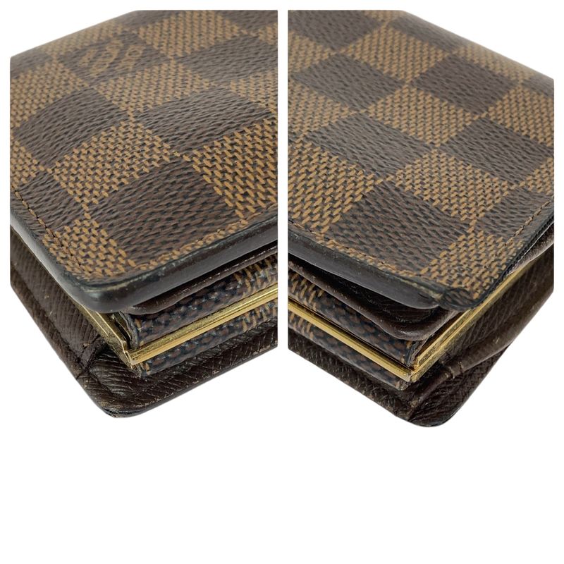 Louis Vuitton Damier Ebène Portefeuille Viennois Brown Gold Hardware PVC N61674