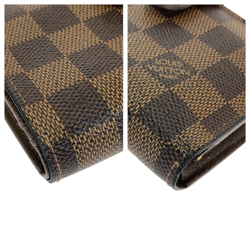 Louis Vuitton Damier Ebène Portefeuille Viennois Brown Gold Hardware PVC N61674