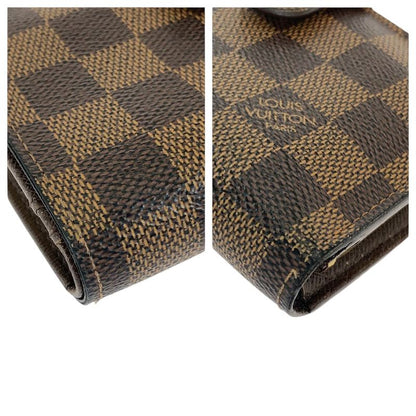 Louis Vuitton Damier Ebène Portefeuille Viennois Brown Gold Hardware PVC N61674