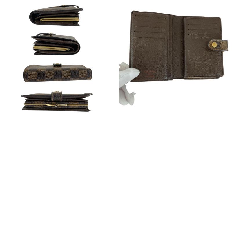 Louis Vuitton Damier Ebène Portefeuille Viennois Brown Gold Hardware PVC N61674