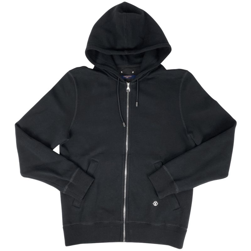 Louis Vuitton Logo Zip Up Hoodie LV Top Hoodie Cotton Nylon Black Men's