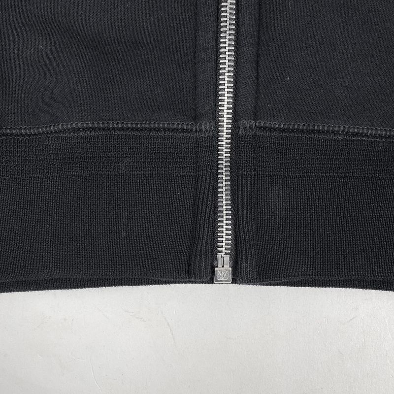 Louis Vuitton Logo Zip Up Hoodie LV Top Hoodie Cotton Nylon Black Men's
