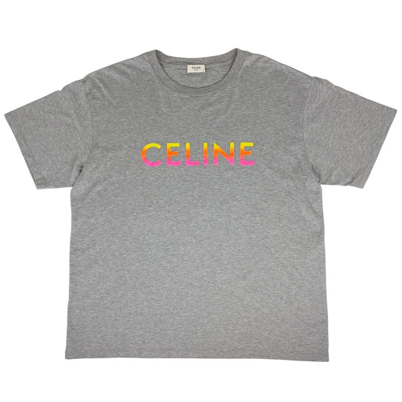 Celine Logo Print Short Sleeve T-Shirt Gradient Tops Short Sleeve T-Shirt