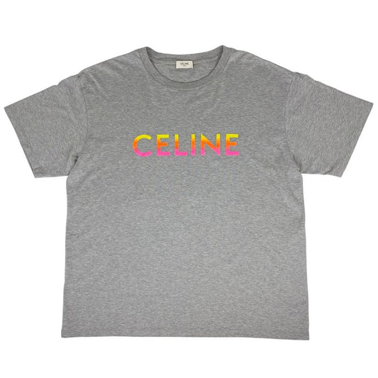 Celine Logo Print Short Sleeve T-Shirt Gradient Tops Short Sleeve T-Shirt