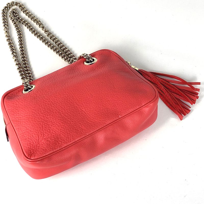 Gucci Soho Double Chain Shoulder Bag Interlocking G Tassel Fringe Shoulder Bag