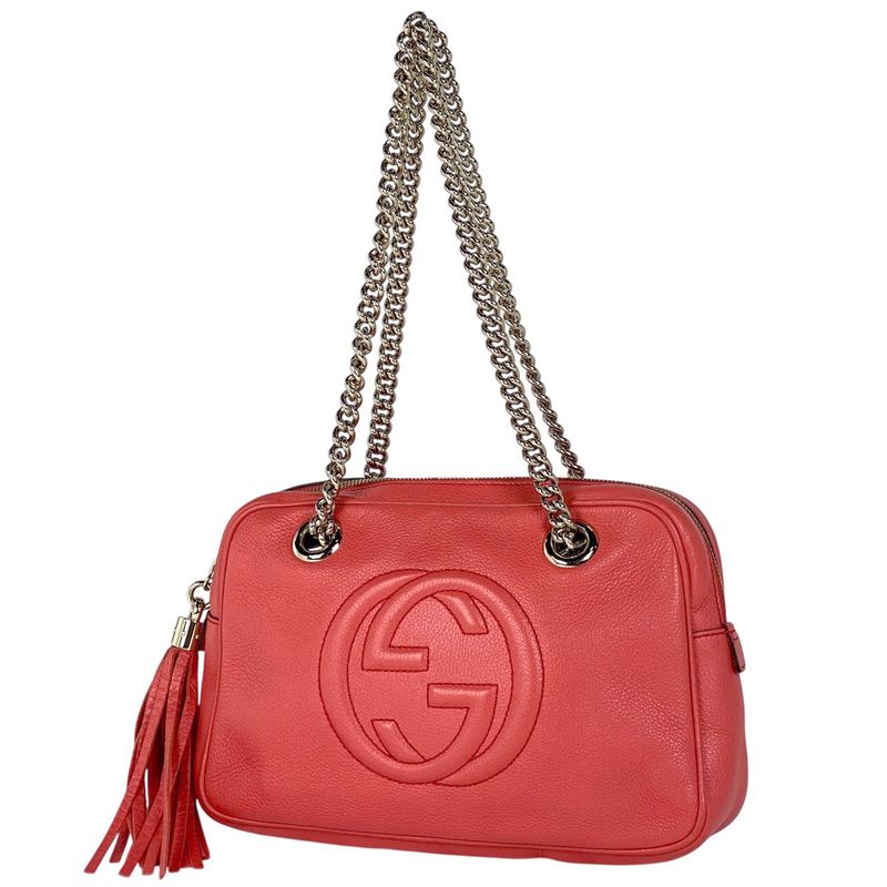 Gucci Soho Double Chain Shoulder Bag Interlocking G Tassel Fringe Shoulder Bag