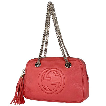 Gucci Soho Double Chain Shoulder Bag Interlocking G Tassel Fringe Shoulder Bag