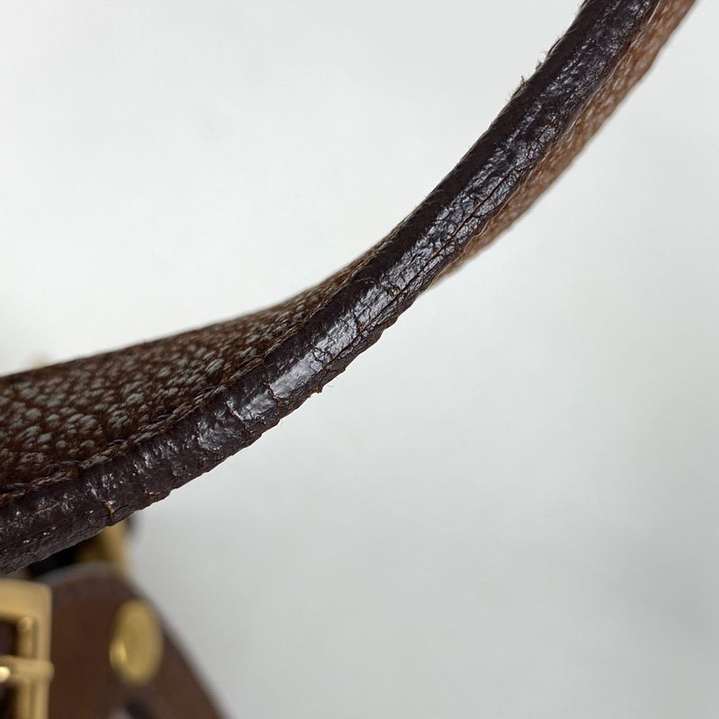 Prada Logo Handbag Shoulder Bag Handbag Leather Brown Women