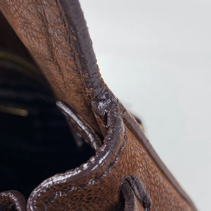 Prada Logo Handbag Shoulder Bag Handbag Leather Brown Women