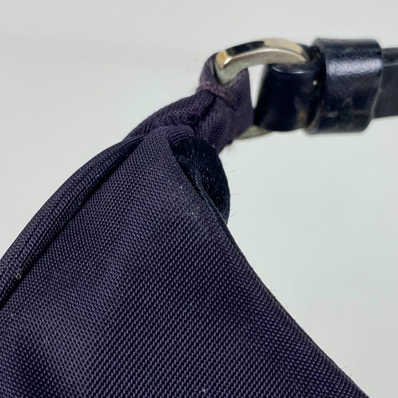 Prada Logo Plate Shoulder Bag Mini Pouch One Shoulder Handbag Nylon Purple Women