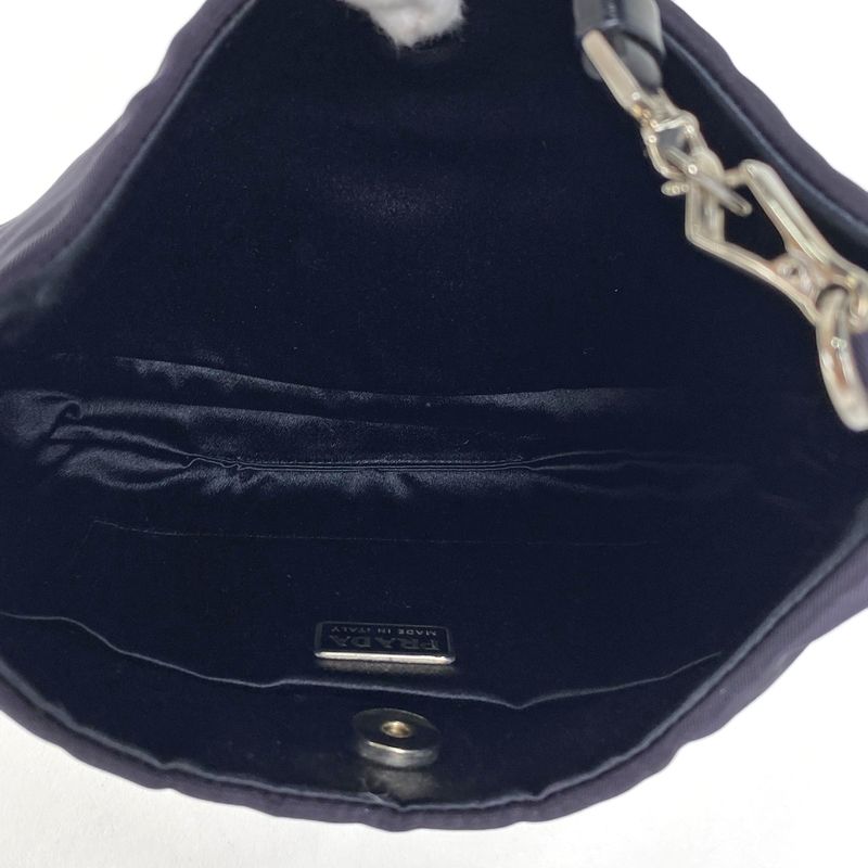 Prada Logo Plate Shoulder Bag Mini Pouch One Shoulder Handbag Nylon Purple Women