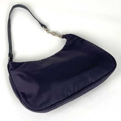 Prada Logo Plate Shoulder Bag Mini Pouch One Shoulder Handbag Nylon Purple Women
