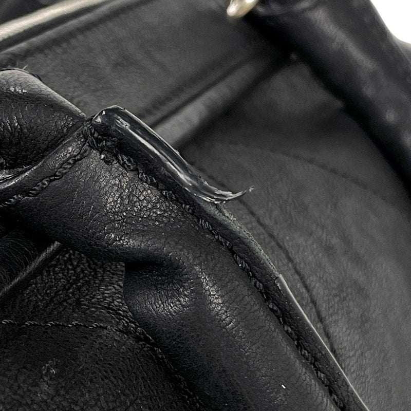 Chanel Coco Mark Handbag Mini Boston Handbag Leather Black Women