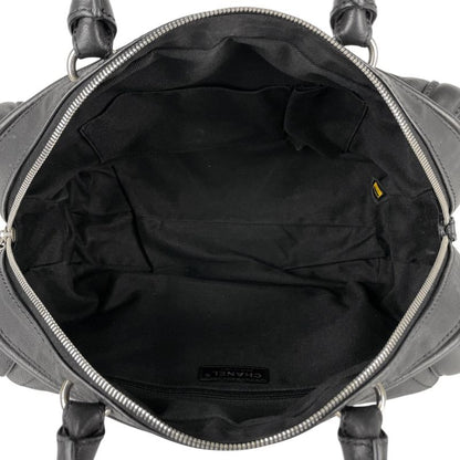 Chanel Coco Mark Handbag Mini Boston Handbag Leather Black Women