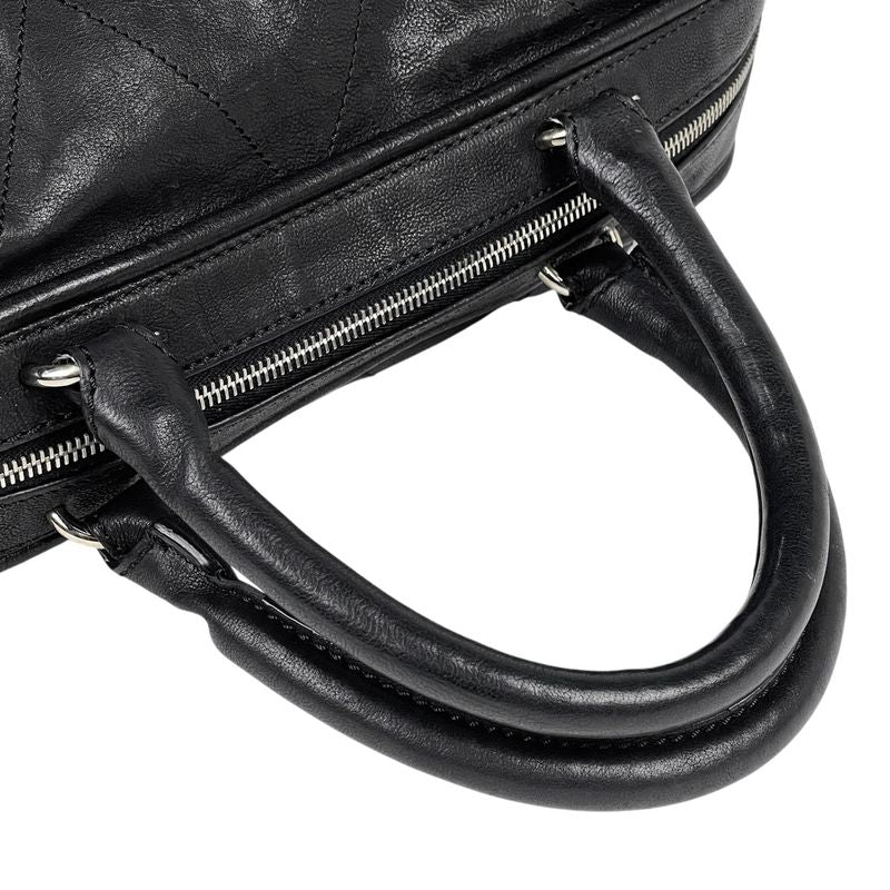 Chanel Coco Mark Handbag Mini Boston Handbag Leather Black Women