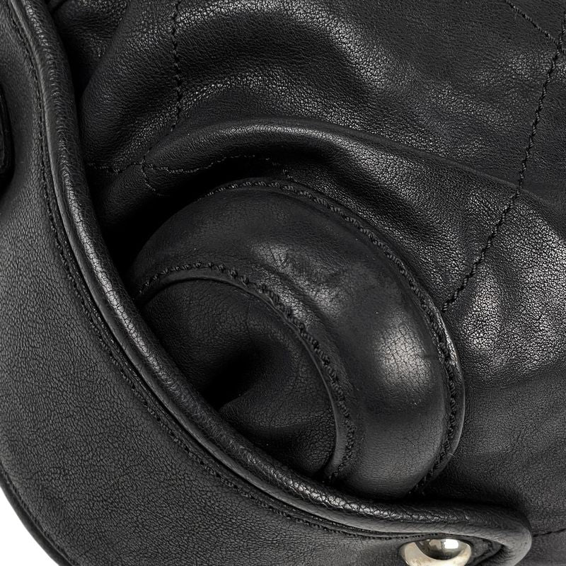 Chanel Coco Mark Handbag Mini Boston Handbag Leather Black Women