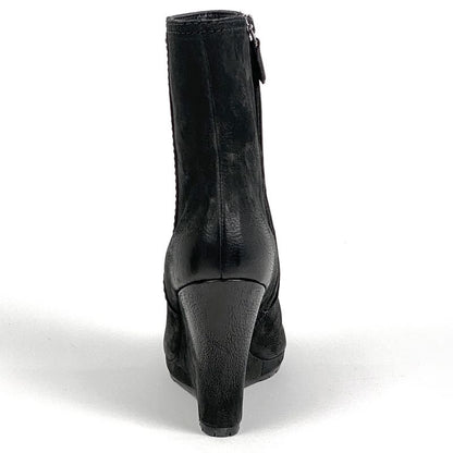 Prada Logo Zip Up Short Boots Sport Line Wedge Sole Shoes Boots Leather Black