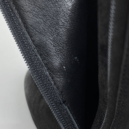 Prada Logo Zip Up Short Boots Sport Line Wedge Sole Shoes Boots Leather Black