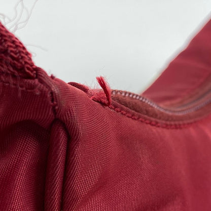 Prada Logo Plate Handbag Pouch Shoulder Bag Handbag Nylon Red Women