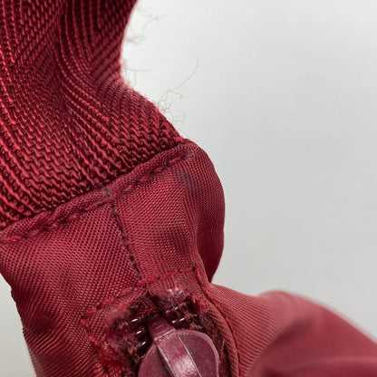 Prada Logo Plate Handbag Pouch Shoulder Bag Handbag Nylon Red Women