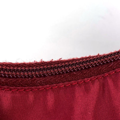 Prada Logo Plate Handbag Pouch Shoulder Bag Handbag Nylon Red Women