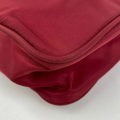 Prada Logo Plate Handbag Pouch Shoulder Bag Handbag Nylon Red Women