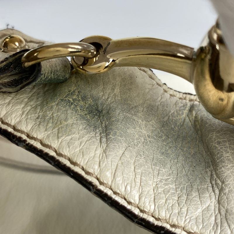Gucci Horsebit Shoulder Bag Handbag Shoulder Bag Leather Ivory 170014 Women