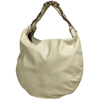Gucci Horsebit Shoulder Bag Handbag Shoulder Bag Leather Ivory 170014 Women