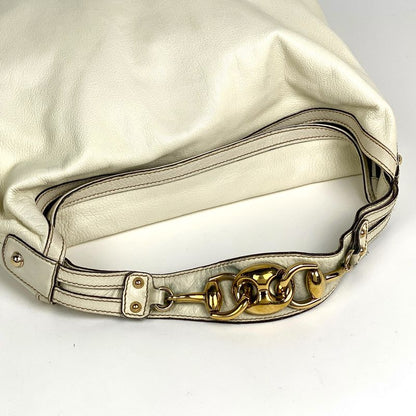 Gucci Horsebit Shoulder Bag Handbag Shoulder Bag Leather Ivory 170014 Women