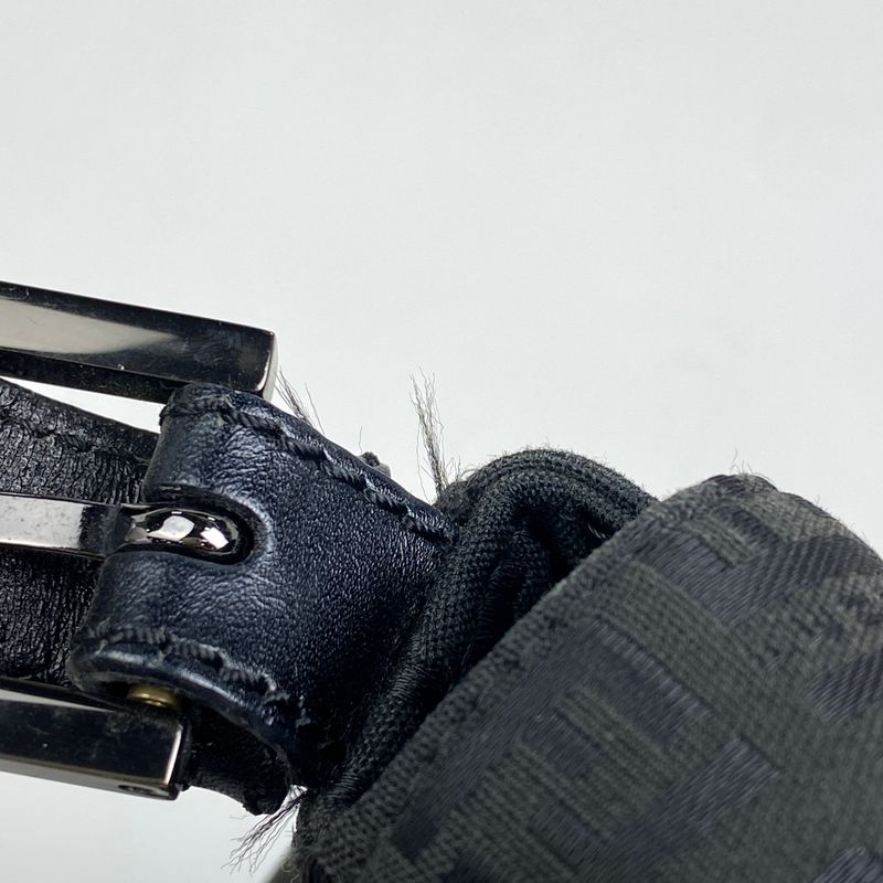 Fendi Zucchino Pattern Shoulder Bag Mamma Bucket One Shoulder Bag Canvas Black