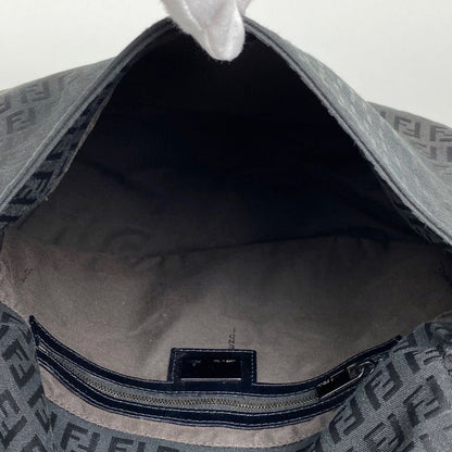 Fendi Zucchino Pattern Shoulder Bag Mamma Bucket One Shoulder Bag Canvas Black