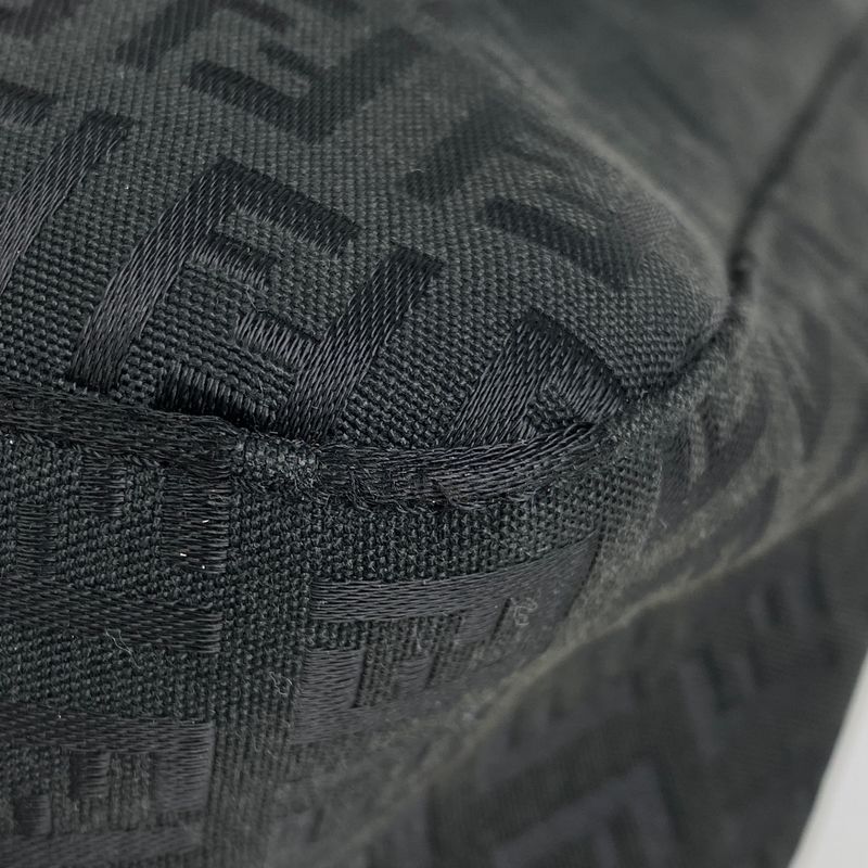 Fendi Zucchino Pattern Shoulder Bag Mamma Bucket One Shoulder Bag Canvas Black