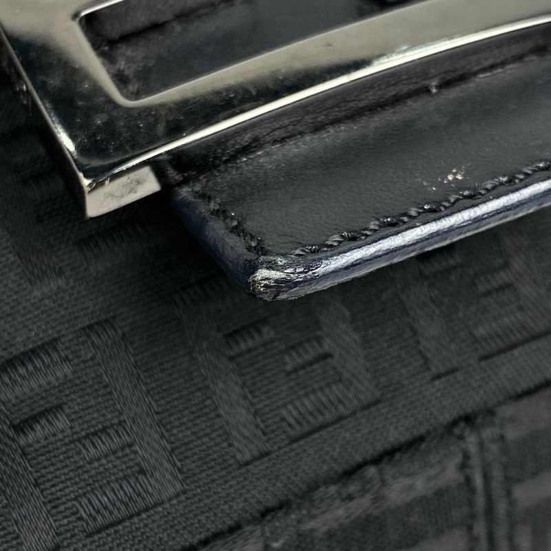 Fendi Zucchino Pattern Shoulder Bag Mamma Bucket One Shoulder Bag Canvas Black