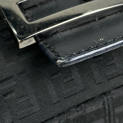 Fendi Zucchino Pattern Shoulder Bag Mamma Bucket One Shoulder Bag Canvas Black