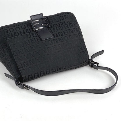 Fendi Zucchino Pattern Shoulder Bag Mamma Bucket One Shoulder Bag Canvas Black