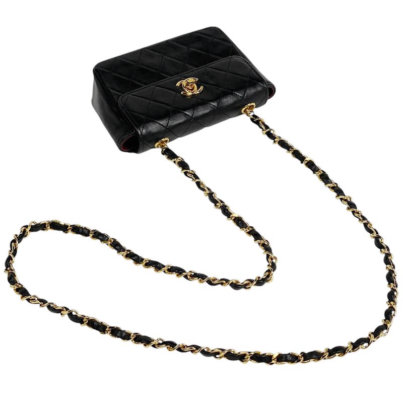 Chanel Coco Mark Chain Shoulder Bag Mini Matelasse Shoulder Bag Leather Black